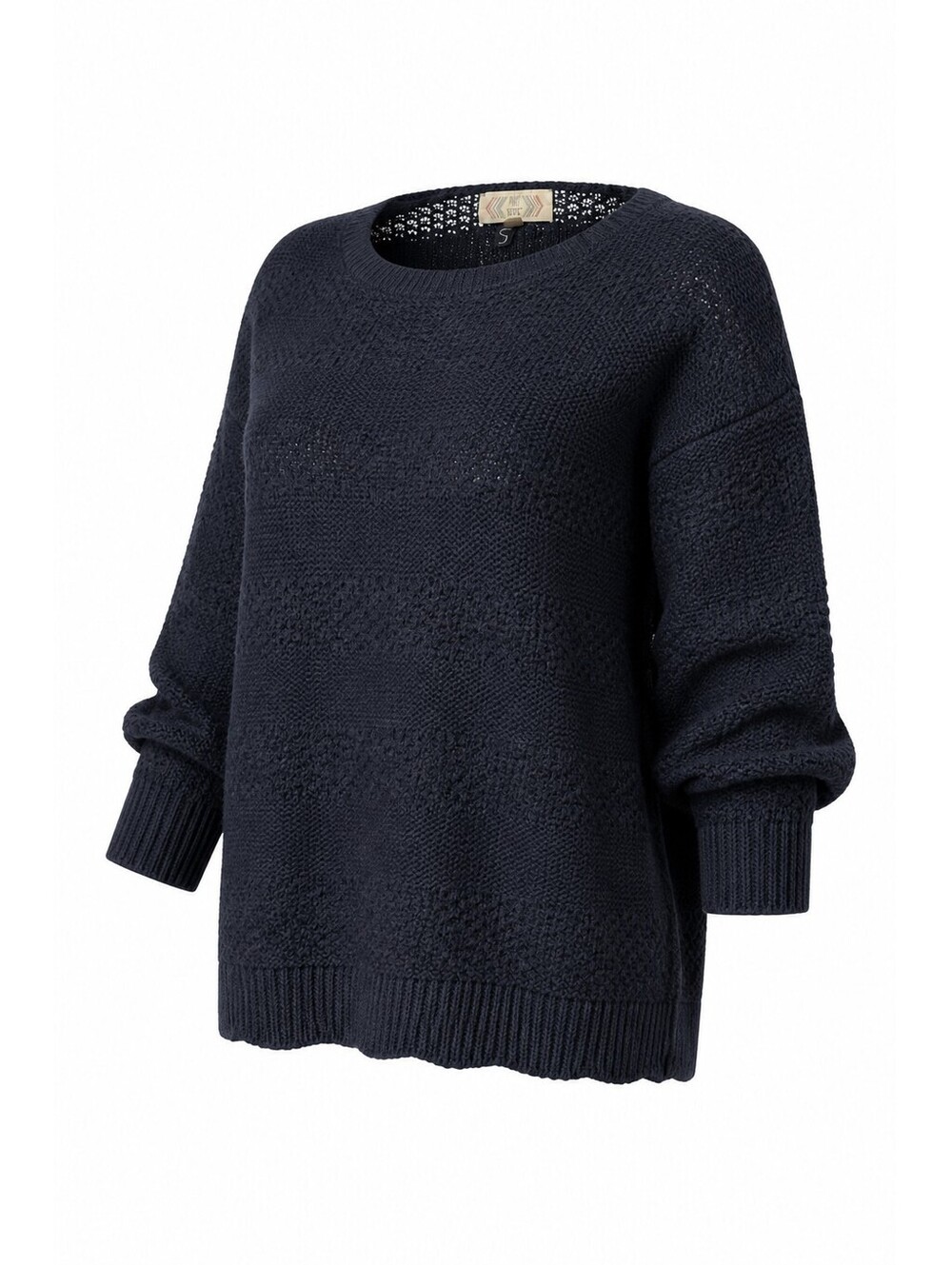 Pink Rose Navy Blue Knit Pullover Sweater Size Small